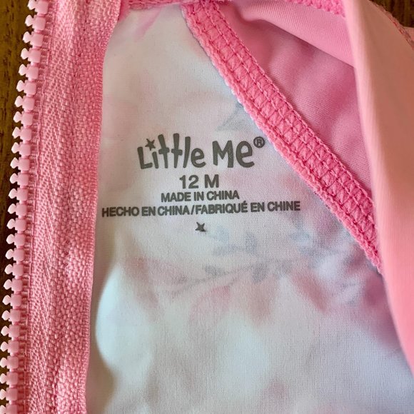 LITTLE ME Baby Girls RashGuard Swimsuit 12 mos NEW Pink Floral Infant Girl NWT - Picture 5 of 6